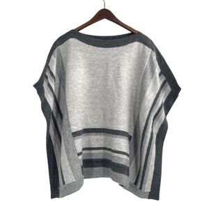 Zenergy By Chicos Womens Sweater Poncho Size S/M Gray Striped Knit Lagenlook